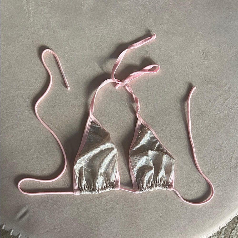 Pink and Silver Bikini Top